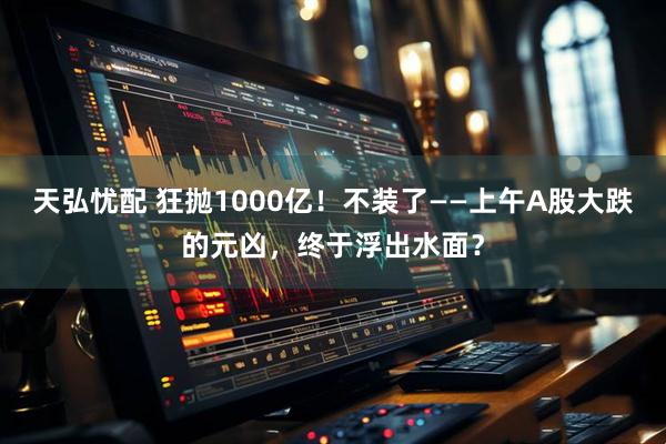 天弘忧配 狂抛1000亿！不装了——上午A股大跌的元凶，终于浮出水面？
